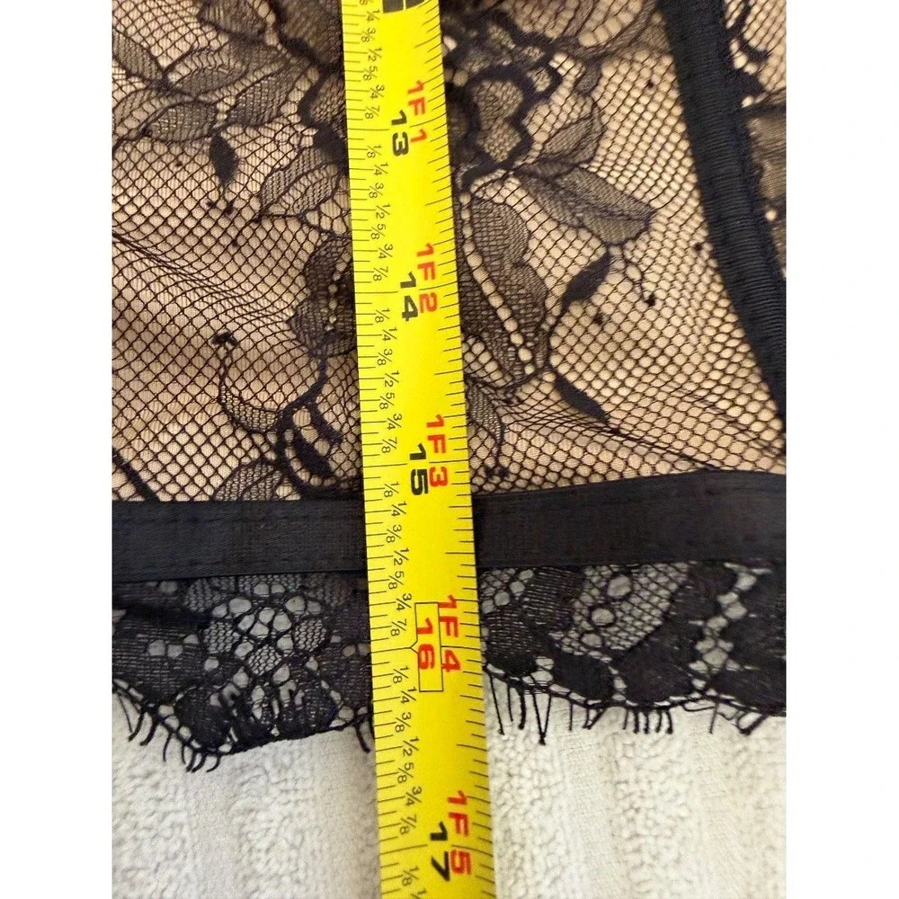 SHEIN Curve Plus Size Black Lace Corset Bustier Crop Top Puff Sleeve 1XL